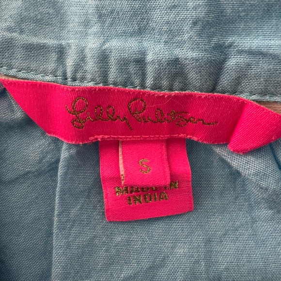 Lilly Pulitzer Cecile Zanzibar Blue Embroidered Long Dolman Sleeve Top - Picture 6 of 7